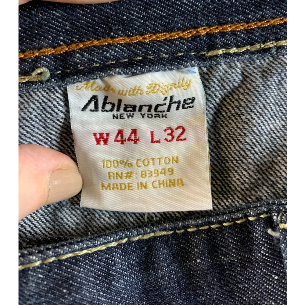 Vintage Y2K Ablanche Mens‎ Jeans 44x32 Dark Wash Blue Baggy Street Workwear